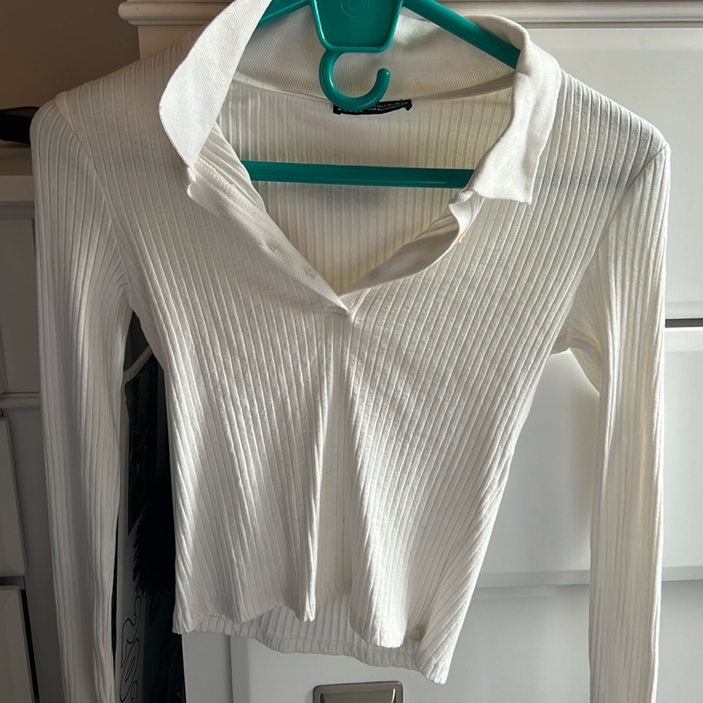 Ribbed Zara long sleeve button up with collar